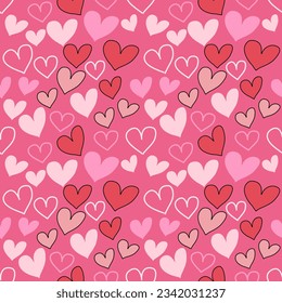 Seamless pattern with hand drawn hearts. Background for textile, wrapping paper, fashions, illustrations.