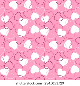 Seamless pattern with hand drawn hearts. Background for textile, wrapping paper, fashions, illustrations.