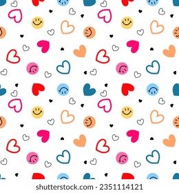 Seamless pattern with hand drawn hearts. Background for textile, wrapping paper, fashions, illustrations.