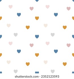Seamless pattern with hand drawn hearts. Background for textile, wrapping paper, fashions, illustrations.