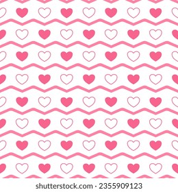 Seamless pattern with hand drawn hearts. Background for textile, wrapping paper, fashions, illustrations.