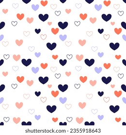 Seamless pattern with hand drawn hearts. Background for textile, fashions wrapping paper, illustrations.