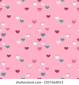 Seamless pattern with hand drawn hearts. Background for textile, wrapping paper, fashions, illustrations.