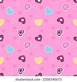 Seamless pattern with hand drawn hearts. Background for textile, wrapping paper, fashions, illustrations.