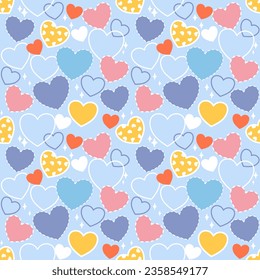 Seamless pattern with hand drawn hearts. Background for textile, wrapping paper, fashions, illustrations.