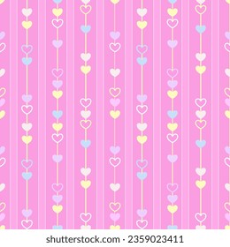 Seamless pattern with hand drawn hearts. Background for textile, wrapping paper, fashions, illustrations.