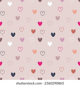 Seamless pattern with hand drawn hearts. Background for textile, wrapping paper, fashions, illustrations.