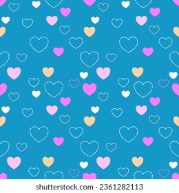 Seamless pattern with hand drawn hearts. Background for textile, wrapping paper, fashions, illustrations.