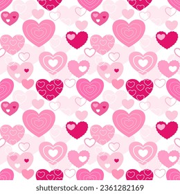 Seamless pattern with hand drawn hearts. Background for textile, wrapping paper, fashions, illustrations.