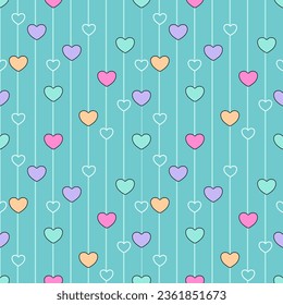 Seamless pattern with hand drawn hearts. Background for textile, wrapping paper, fashions, illustrations.