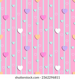 Seamless pattern with hand drawn hearts. Background for textile, wrapping paper, fashions, illustrations.