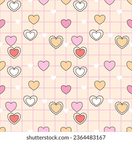 Seamless pattern with hand drawn hearts. Background for textile, wrapping paper, fashions, illustrations.