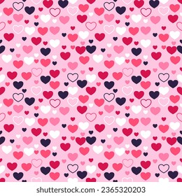 Seamless pattern with hand drawn hearts. Background for textile, wrapping paper, fashions, illustrations.