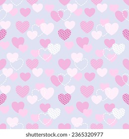 Seamless pattern with hand drawn hearts. Background for textile, wrapping paper, fashions, illustrations.