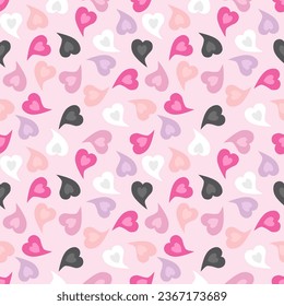 Seamless pattern with hand drawn hearts. Background for textile, wrapping paper, fashions, illustrations.