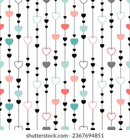 Seamless pattern with hand drawn hearts. Background for textile, wrapping paper, fashions, illustrations.