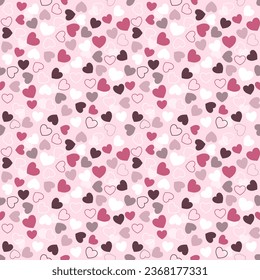 Seamless pattern with hand drawn hearts. Background for textile, wrapping paper, fashions, illustrations.
