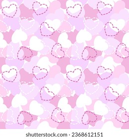 Seamless pattern with hand drawn hearts. Background for textile, wrapping paper, fashions, illustrations.