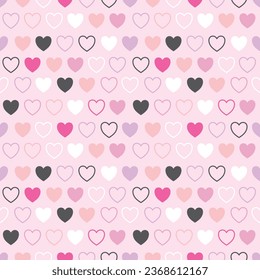 Seamless pattern with hand drawn hearts. Background for textile, wrapping paper, fashions, illustrations.