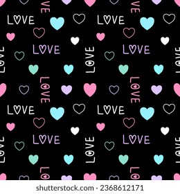 Seamless pattern with hand drawn hearts. Background for textile, wrapping paper, fashions, illustrations.