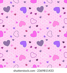 Seamless pattern with hand drawn hearts. Background for textile, wrapping paper, fashions. Illustrations.