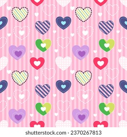 Seamless pattern with hand drawn hearts. Background for textile, wrapping paper, fashions, illustrations.