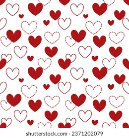 Seamless pattern with hand drawn hearts. Background for textile, wrapping paper, fashions, illustrations.