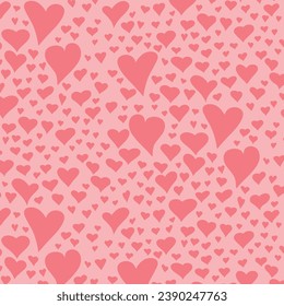 Seamless pattern of hand drawn hearts for Valentine's day, vector illustration