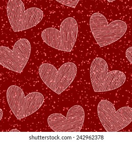  Seamless pattern with hand drawn hearts. St Valentine's day background. Cute texture with polka dot hearts