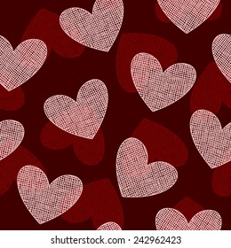  Seamless pattern with hand drawn hearts. St Valentine's day background. Cute texture with line hearts