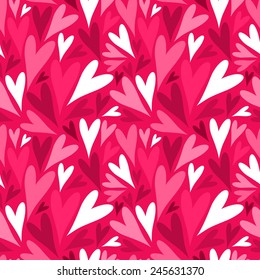 Seamless pattern with hand drawn hearts