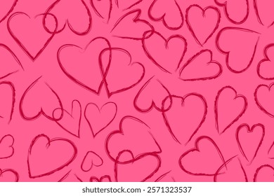 Seamless pattern of hand drawn hearts. Cute decoration for Valentine's Day. Vector
