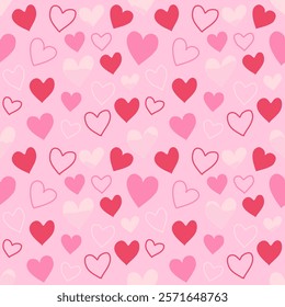 Seamless pattern with hand drawn hearts. Background for textile, wrapping paper, fashion, illustration.