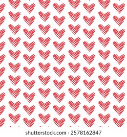 Seamless pattern with hand drawn hearts. Valentine's day background.