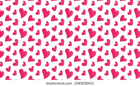 Seamless pattern with hand drawn hearts. Valentine's day background