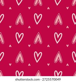 Nahtloses Muster mit handgezeichneten Herzen. Valentinstag, Vektorgrafik