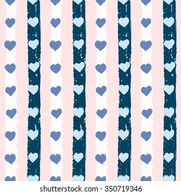 Seamless pattern with hand drawn hearts.  Cover for Valentines day background design, wrapping, fabric, wrapping