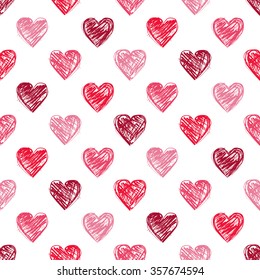 Seamless Pattern With Hand Drawn Hearts.