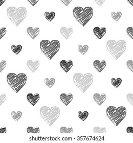 Seamless Pattern With Hand Drawn Hearts.