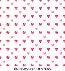 Seamless Pattern With Hand Drawn Hearts.