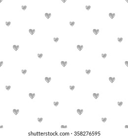 Patrón Sin Precas Con Corazones Dibujados A Mano.
