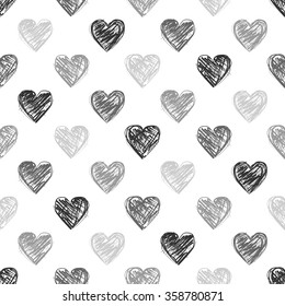 Seamless Pattern With Hand Drawn Hearts.