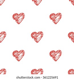 Seamless pattern with hand drawn hearts, vector. EPS 10.