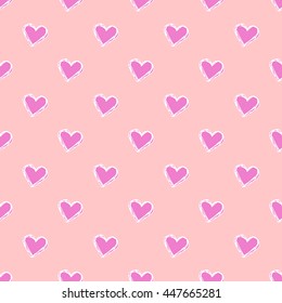 Seamless pattern with hand drawn hearts. St Valentine's day background.