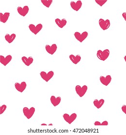 seamless pattern with hand drawn hearts