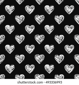 Seamless Pattern With Hand Drawn Hearts.