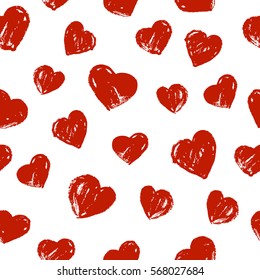 Seamless pattern with hand drawn hearts