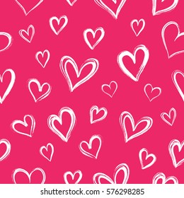 Seamless pattern with hand drawn hearts. Romantic abstract wrapping paper.
Valentine's day background.