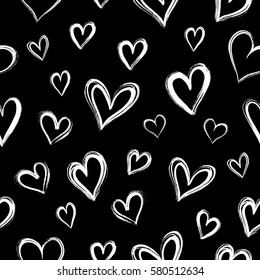 Seamless pattern with hand drawn hearts. Romantic abstract wrapping paper.
Valentine's day background.