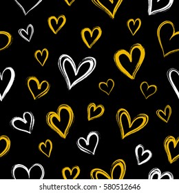 Seamless pattern with hand drawn hearts. Romantic abstract wrapping paper.
Valentine's day background.